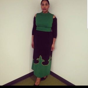 Black and green flur dress